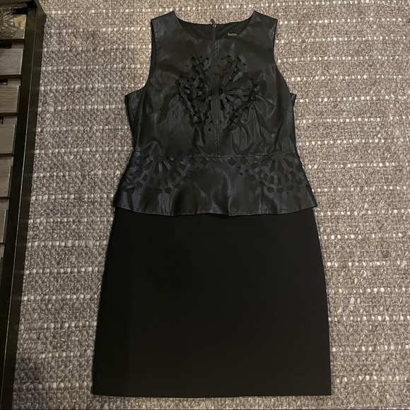 Laundry By Shelli Segal Black Leather Peplum Dress - Picture 5 of 8